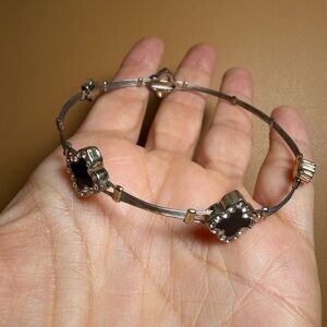 Vintage Art Deco Inspired, Clover Accent, Cable Bangle